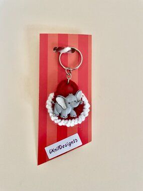 Crochet Little Elephant Keychain Charm, Handmade Backpack Charm
